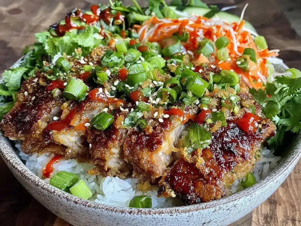 crispy lemongrass pork banh mi bowl - featured image