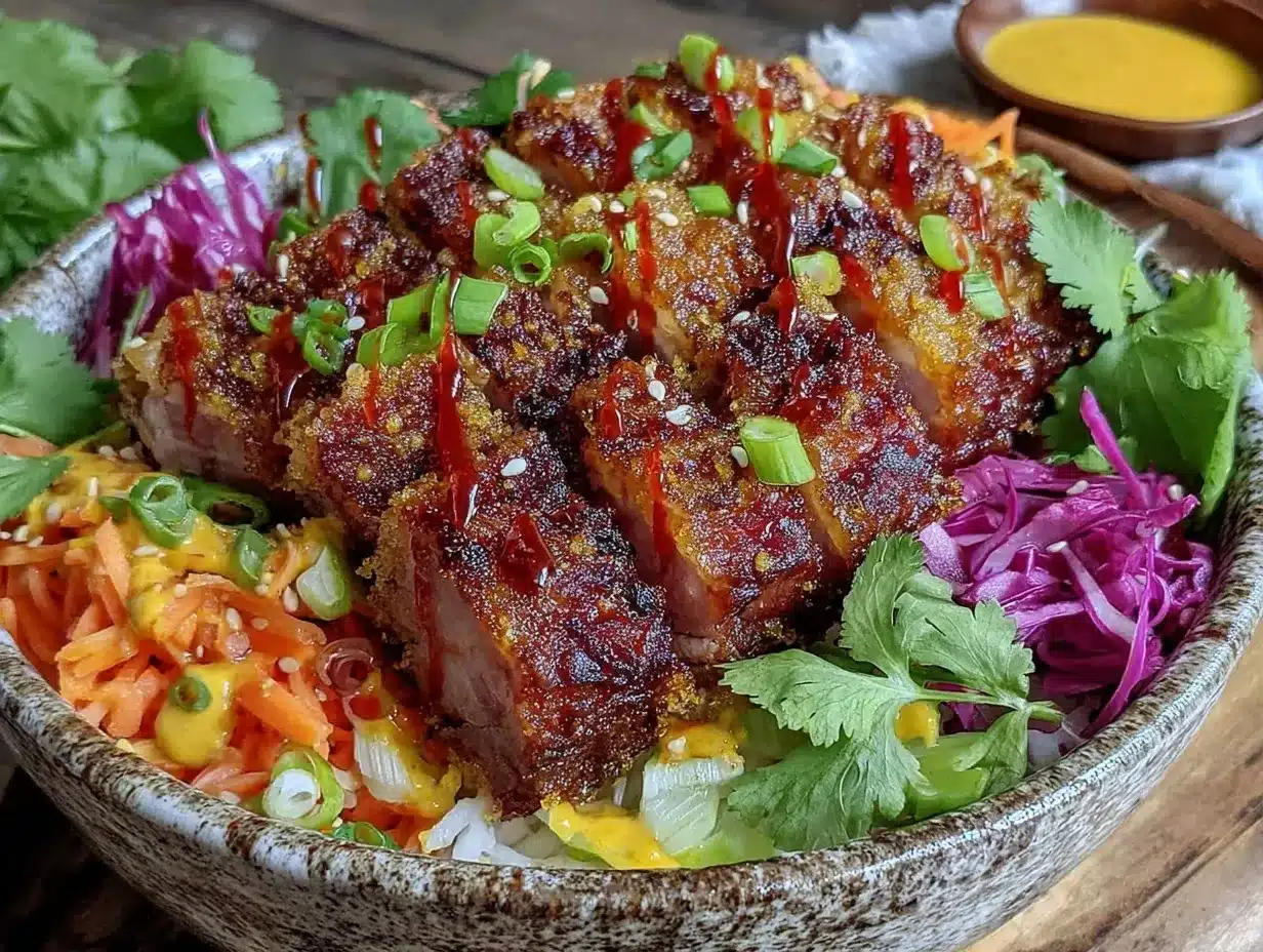 crispy lemongrass pork banh mi bowl preparation steps