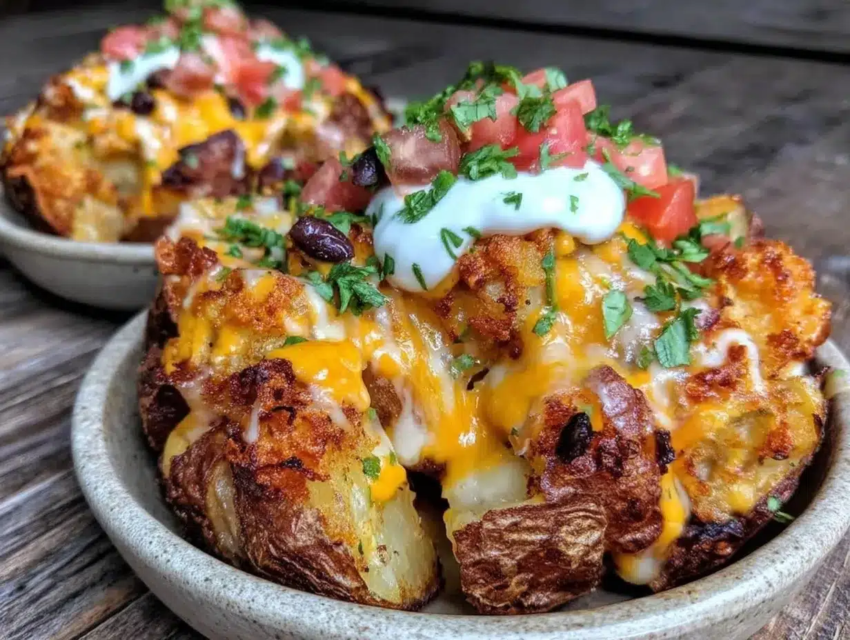 crispy loaded potato taco bowls preparation steps