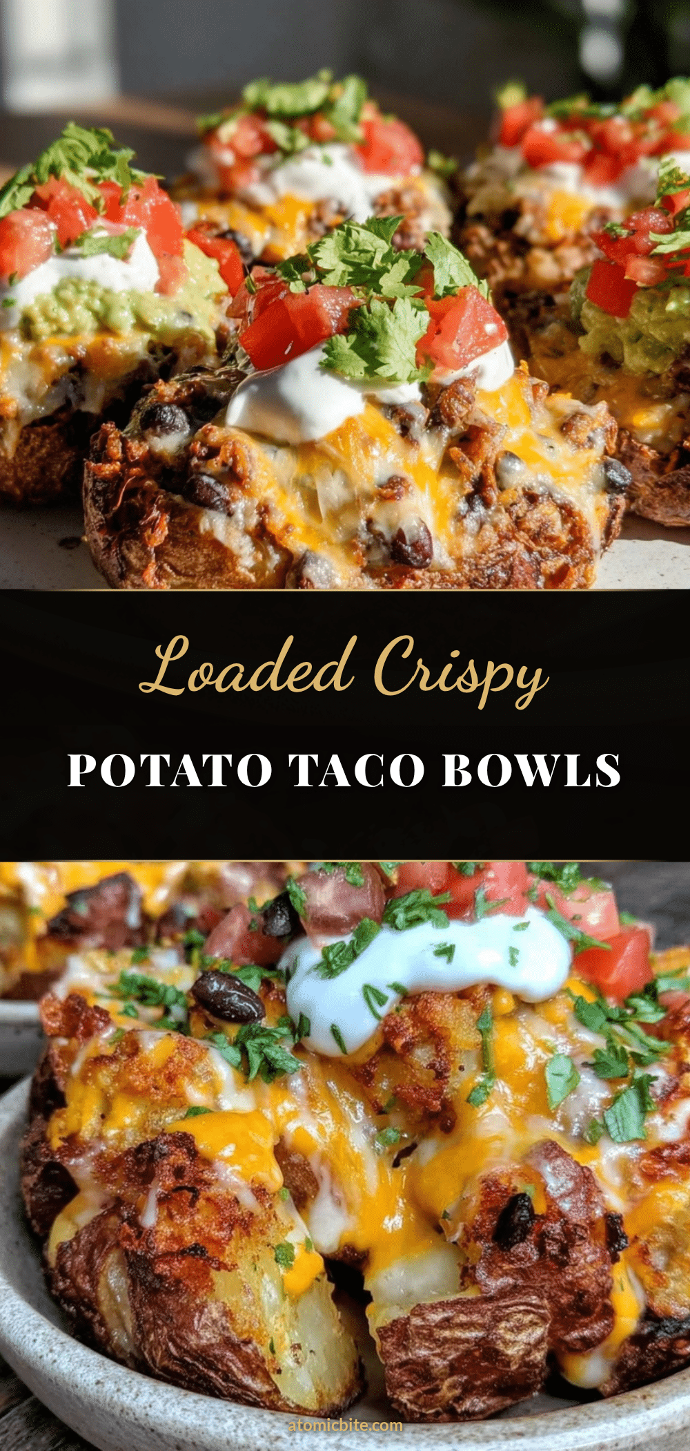 crispy loaded potato taco bowls recipe