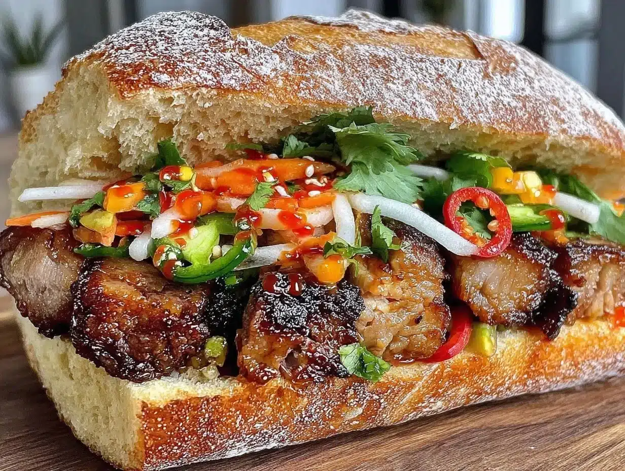 crispy Vietnamese banh mi sandwich preparation steps