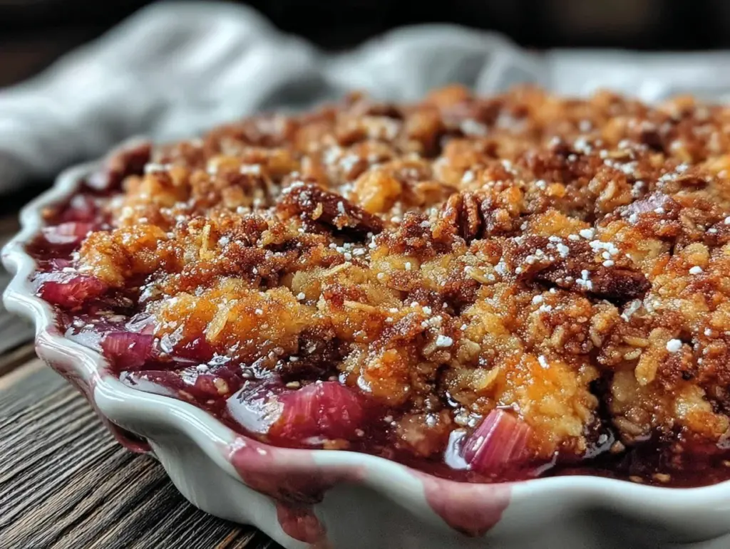 easy classic rhubarb crisp - featured image