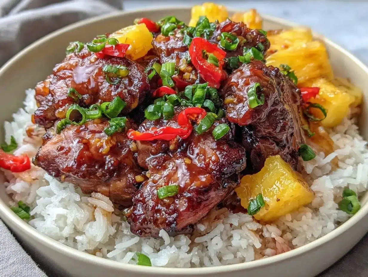 easy crockpot hawaiian teriyaki chicken bowls preparation steps
