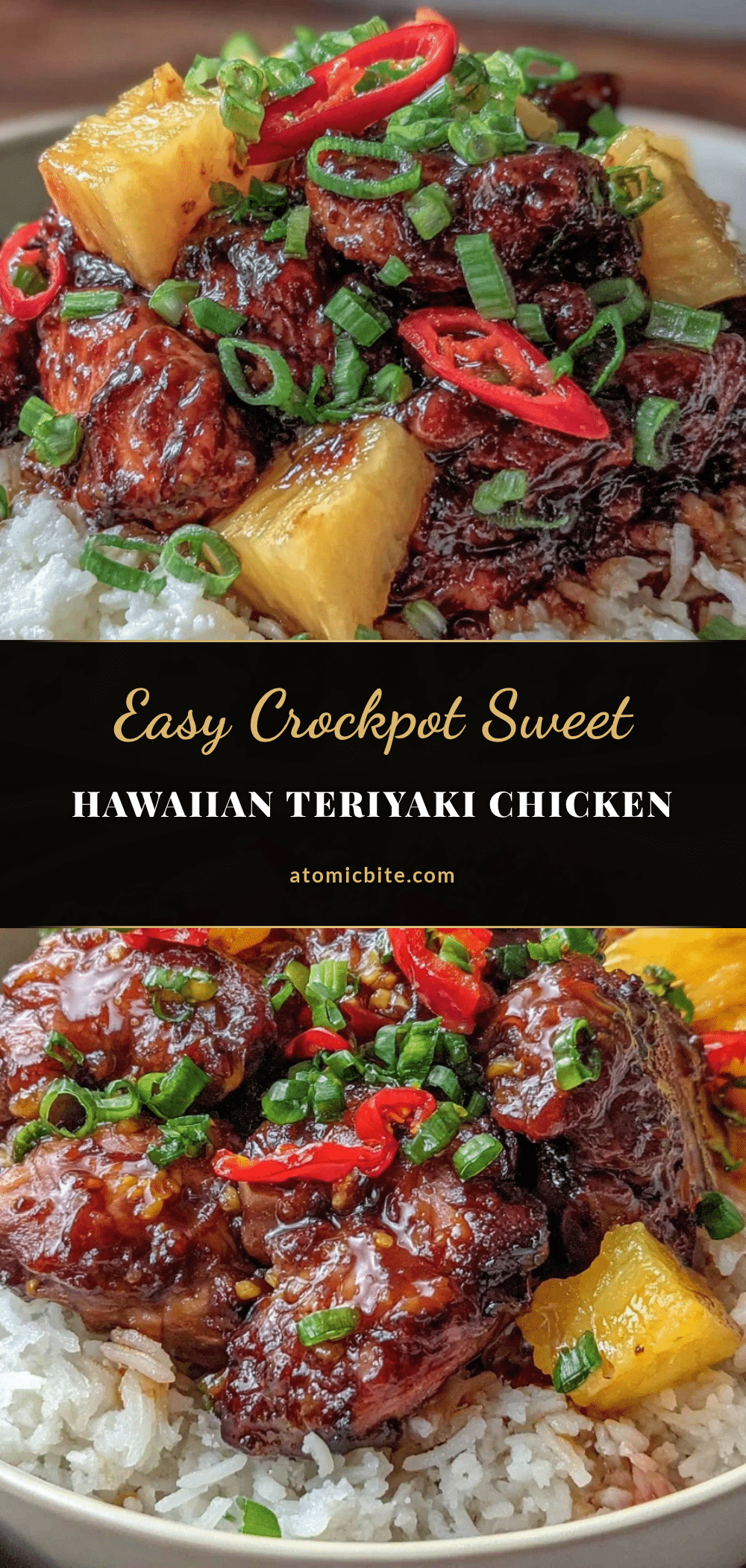 easy crockpot hawaiian teriyaki chicken bowls recipe