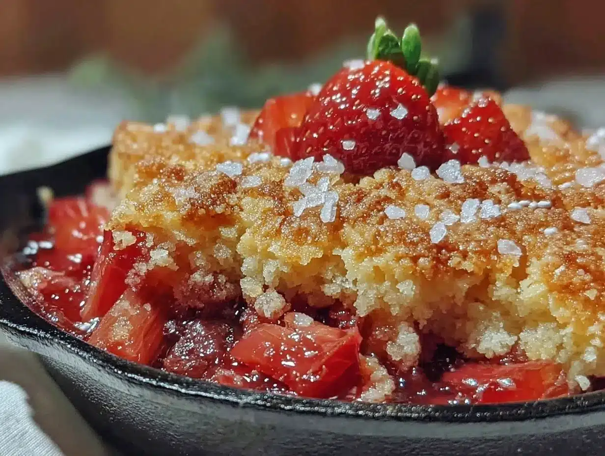 Easy Tangy Rhubarb Dump Cake preparation steps