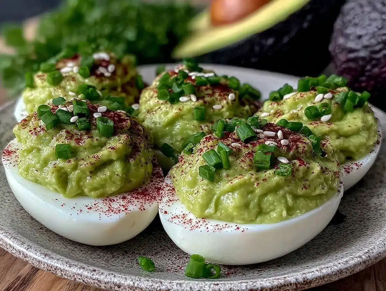 fresh avocado deviled eggs preparation steps
