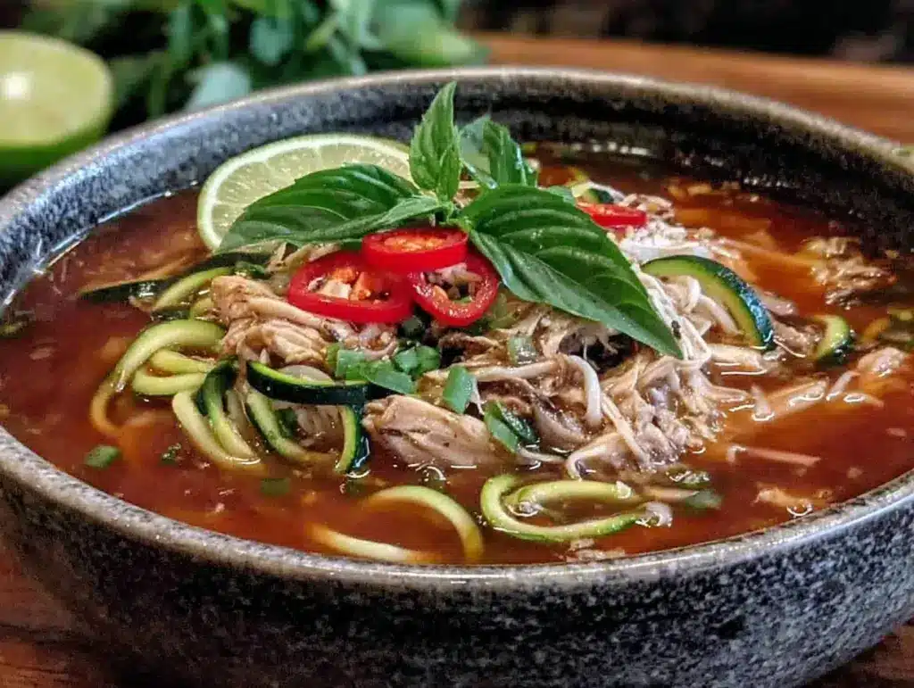 fresh chicken pho with zoodles - featured image