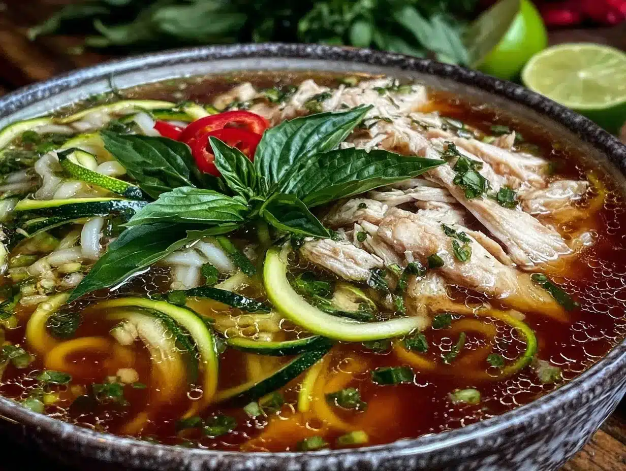 fresh chicken pho with zoodles preparation steps