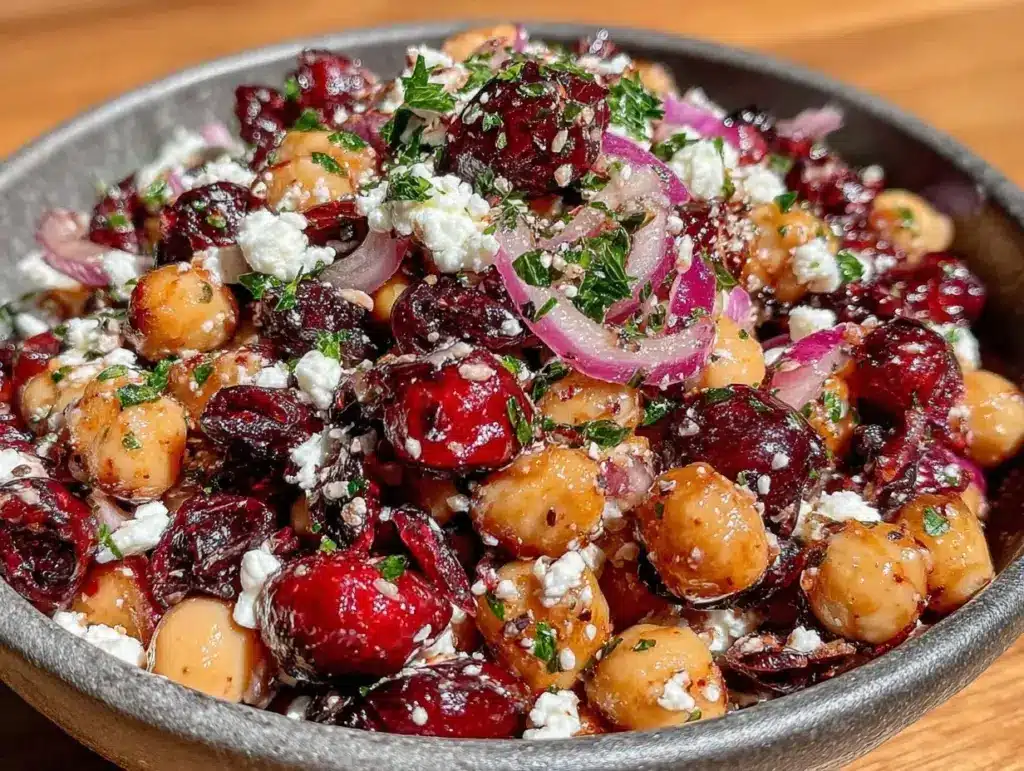 fresh feta and cranberry chickpea salad - featured image