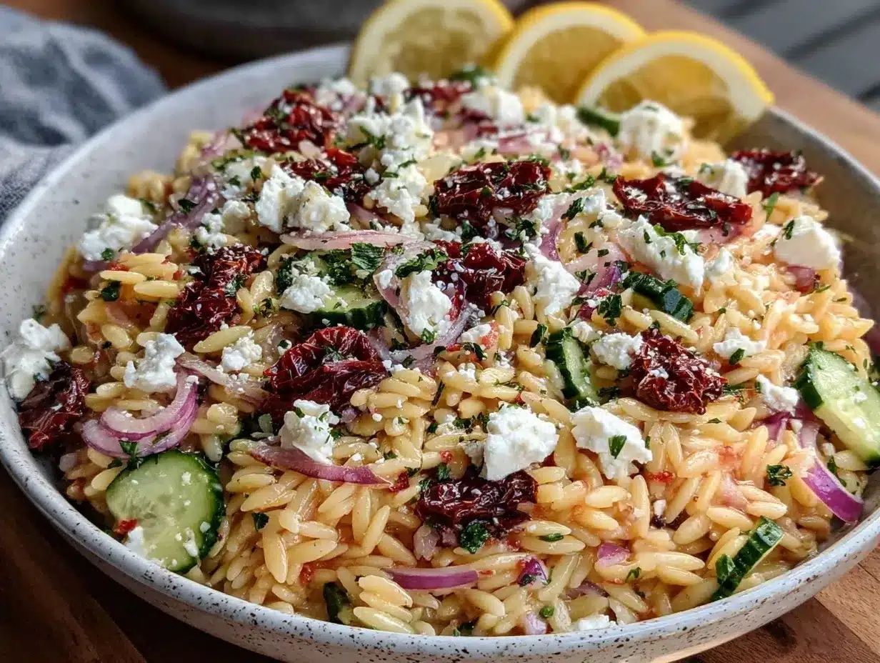 fresh greek orzo pasta salad preparation steps