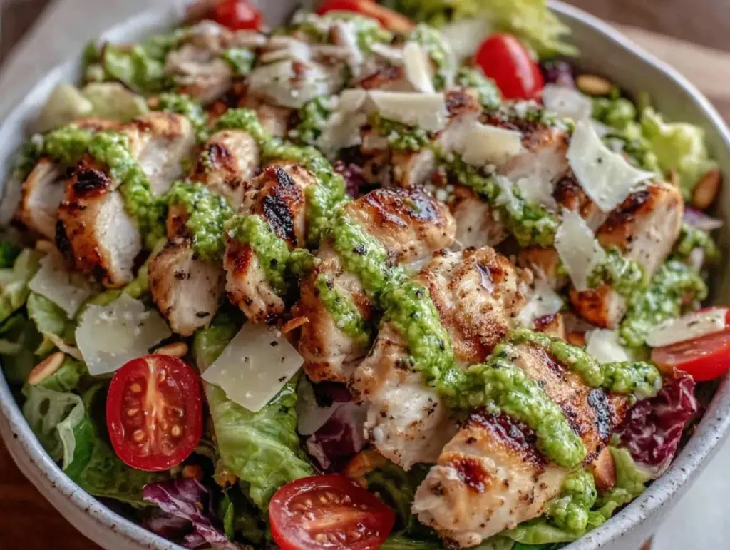fresh pesto chicken salad - featured image