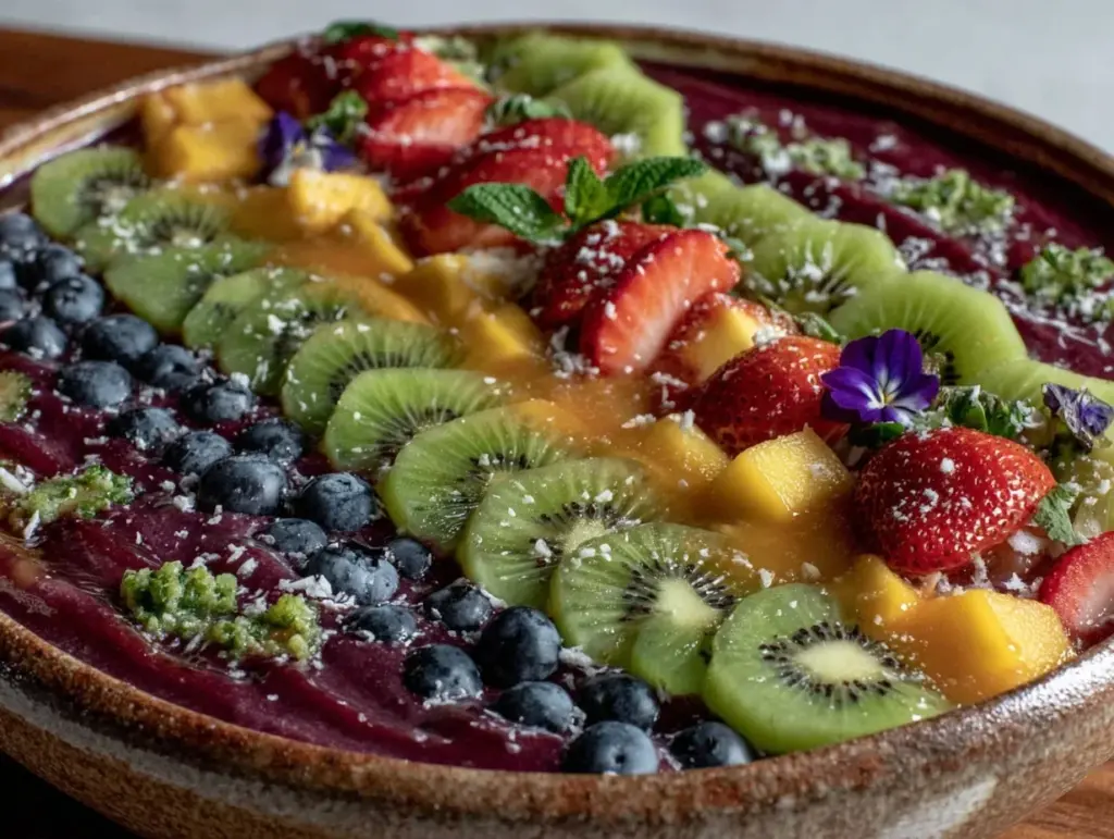 fresh rainbow layered smoothie bowl - featured image