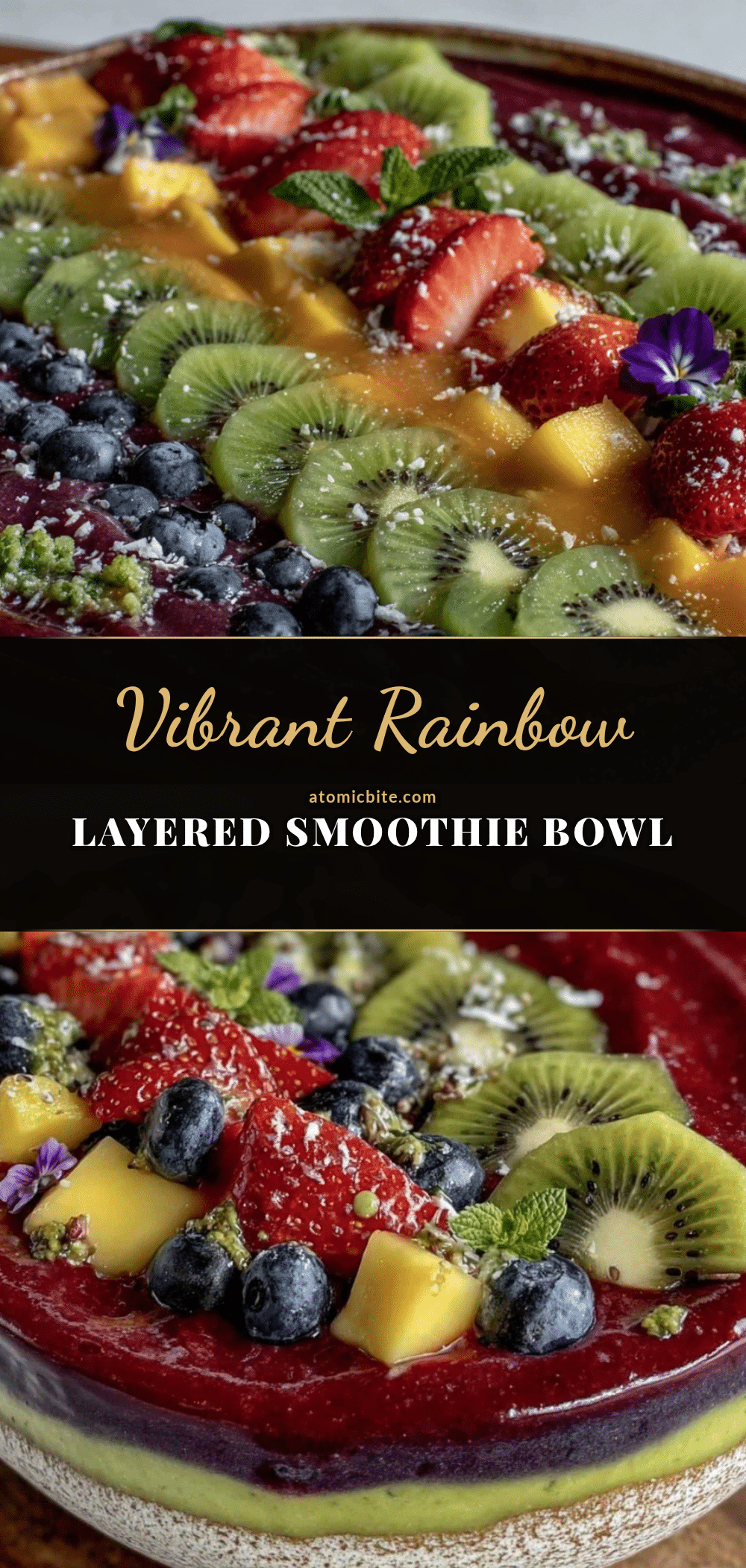 fresh rainbow layered smoothie bowl recipe