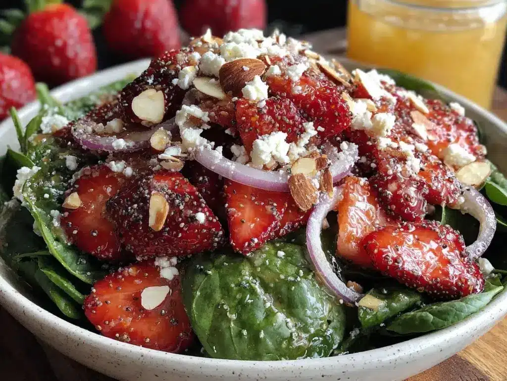 fresh strawberry spinach salad - featured image