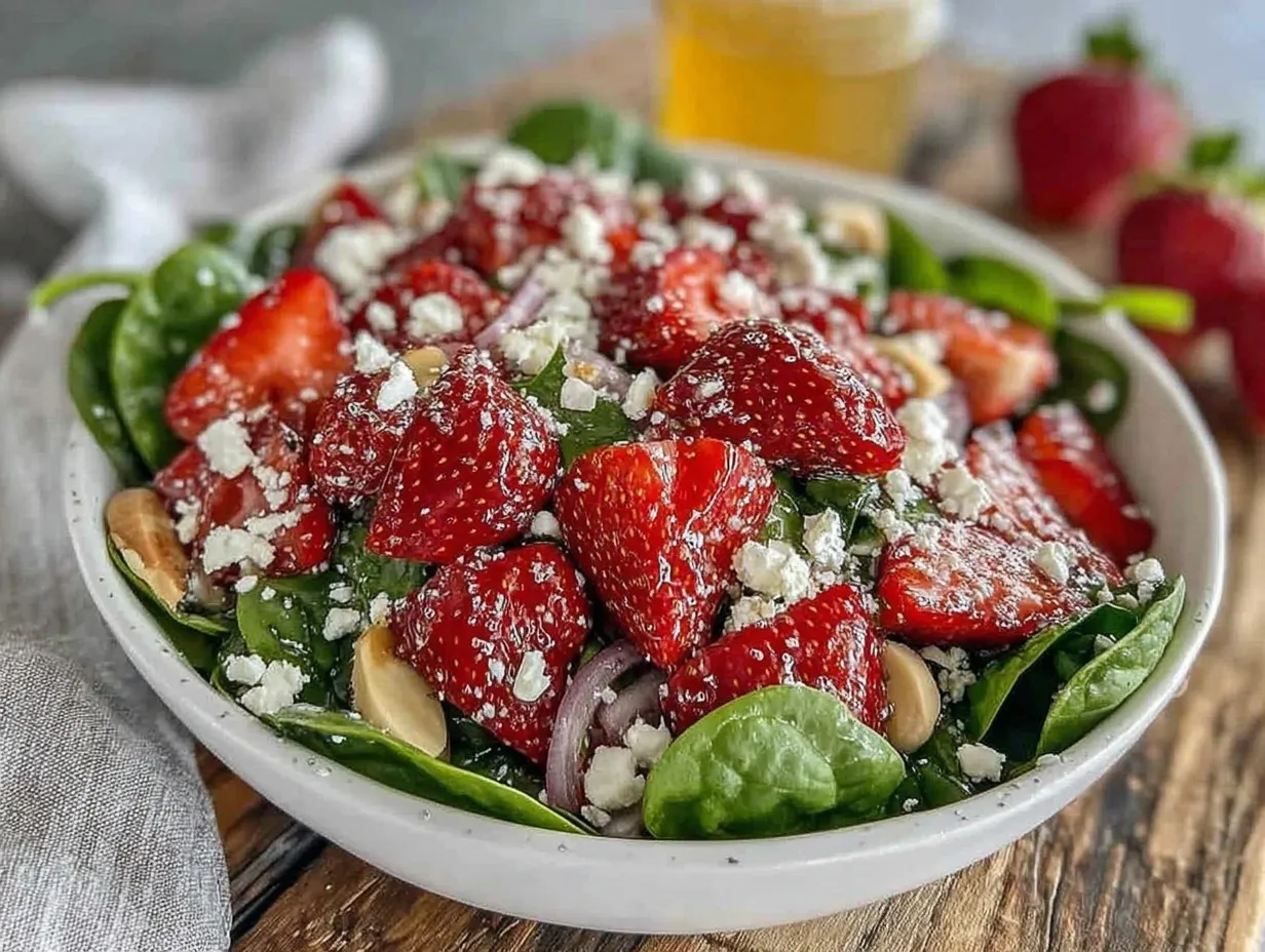 fresh strawberry spinach salad preparation steps