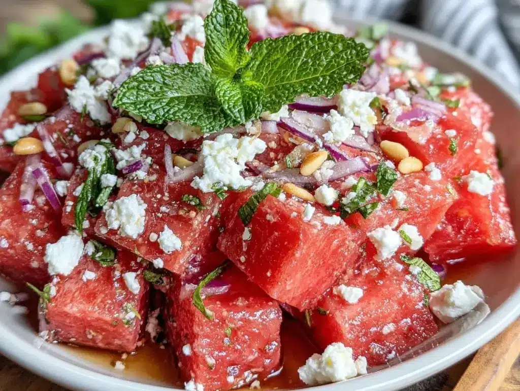 fresh watermelon feta salad recipe - featured image