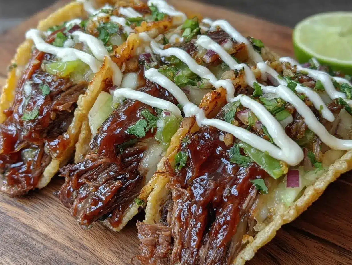 garlic butter honey bbq beef tacos preparation steps