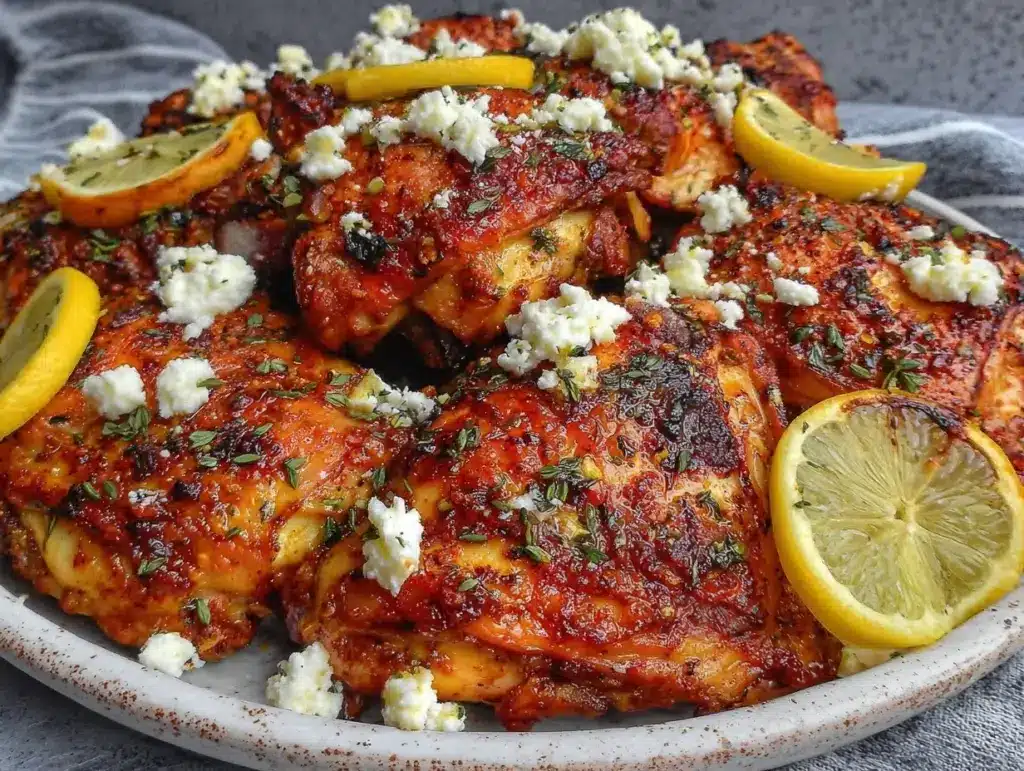 greek chicken with lemon and creamy feta - featured image