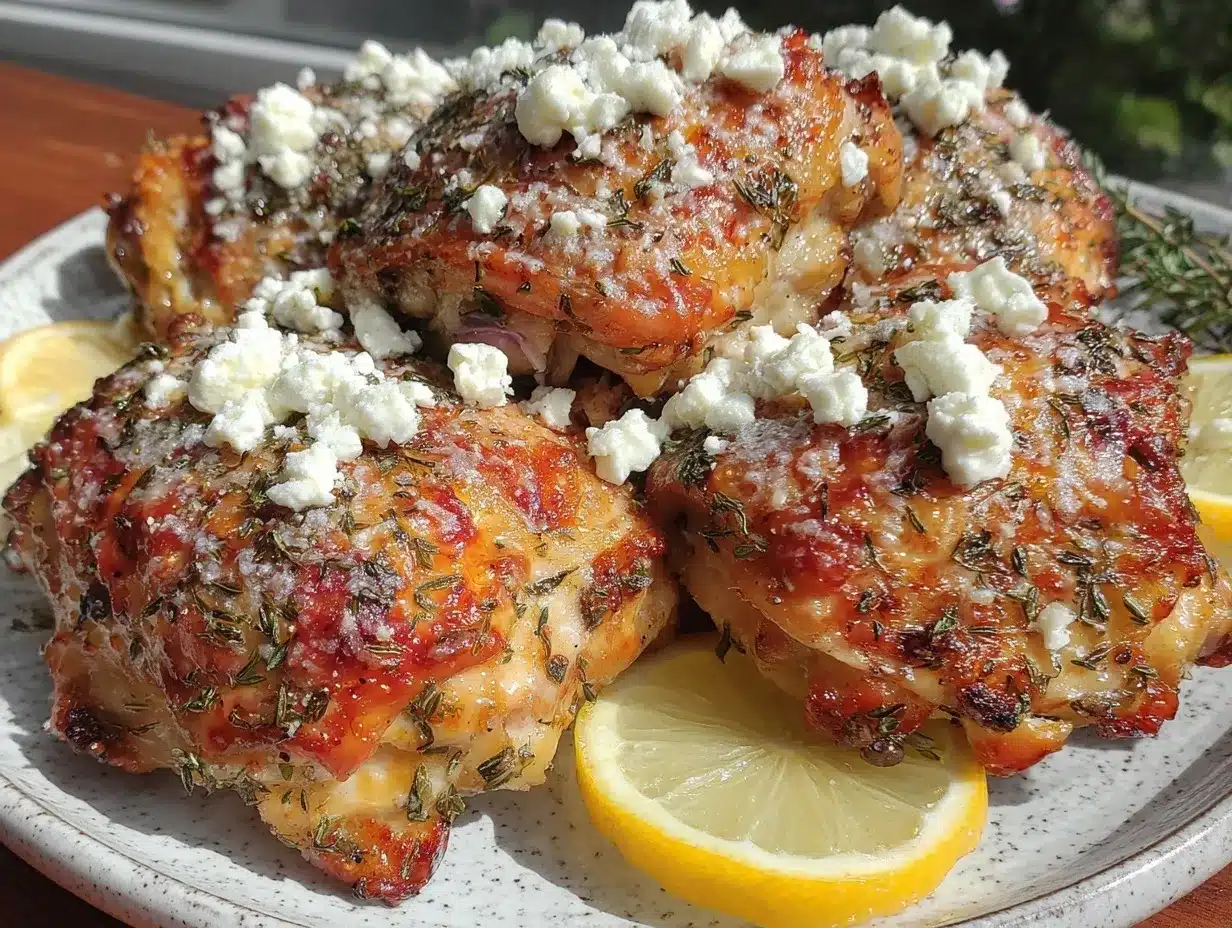 greek chicken with lemon and creamy feta preparation steps