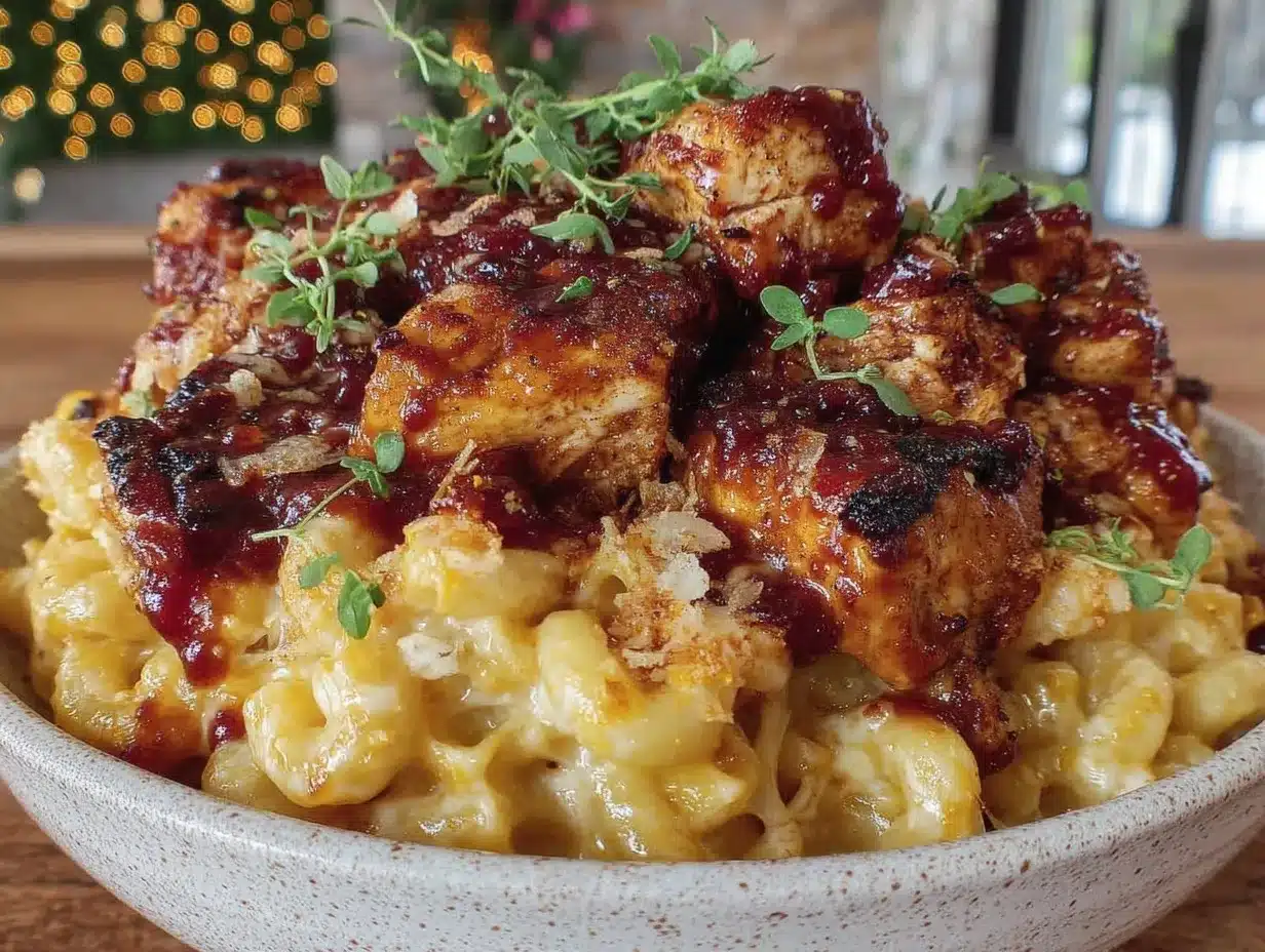 high protein honey bbq chicken mac and cheese preparation steps