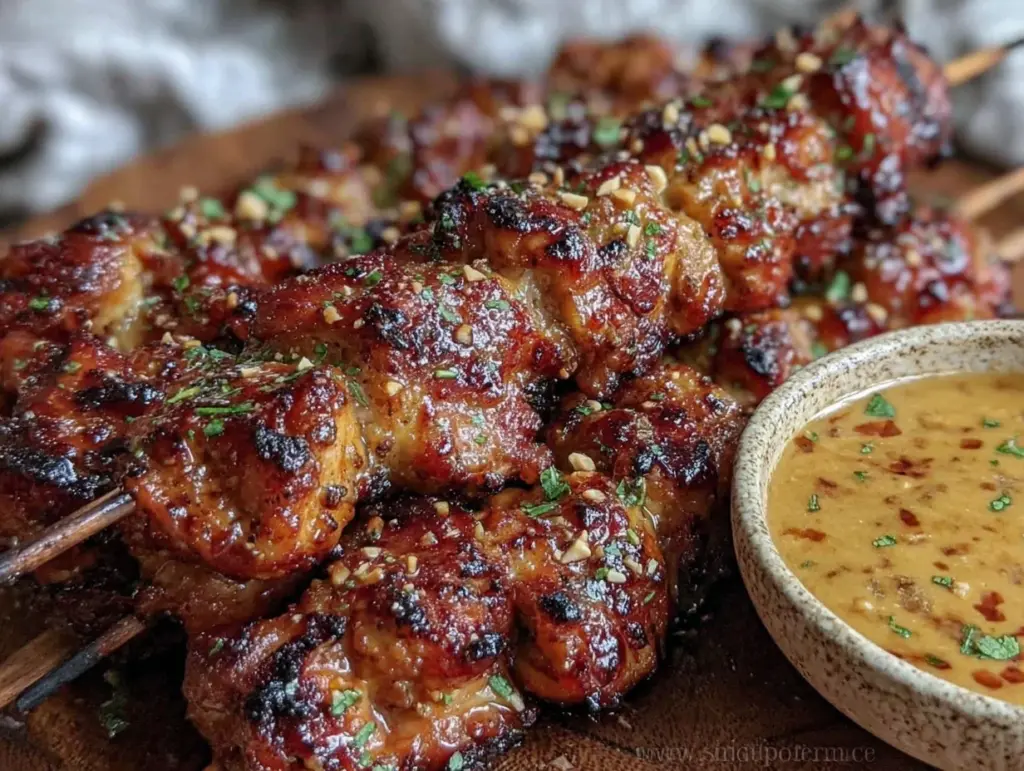 honey soy grilled chicken skewers - featured image