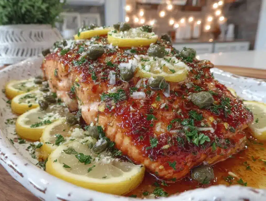 lemon garlic butter baked salmon - featured image