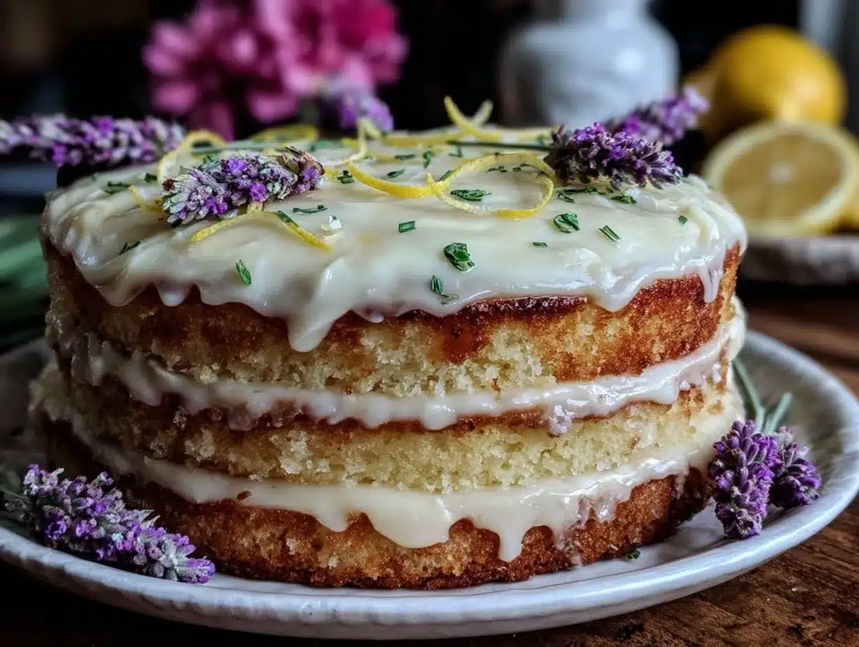 lemon lavender layer cake preparation steps