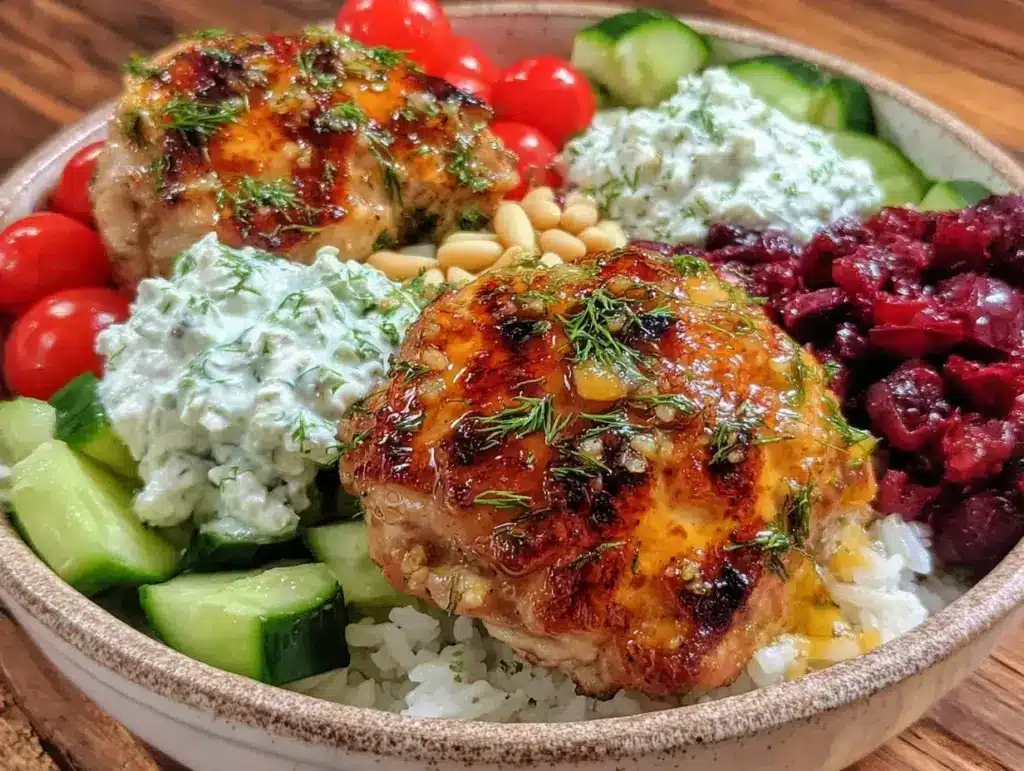 Mediterranean lemon dill chicken bowls - featured image