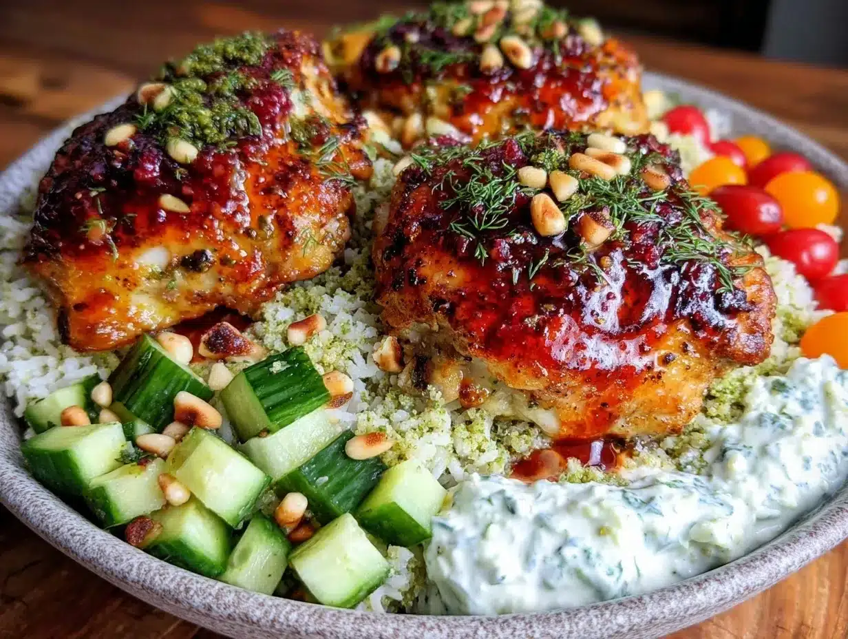 Mediterranean lemon dill chicken bowls preparation steps