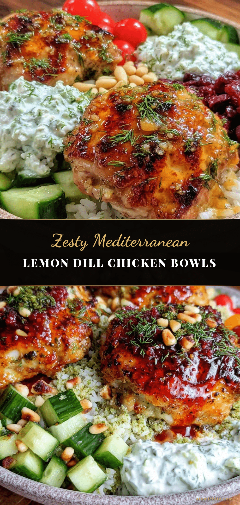Mediterranean lemon dill chicken bowls recipe