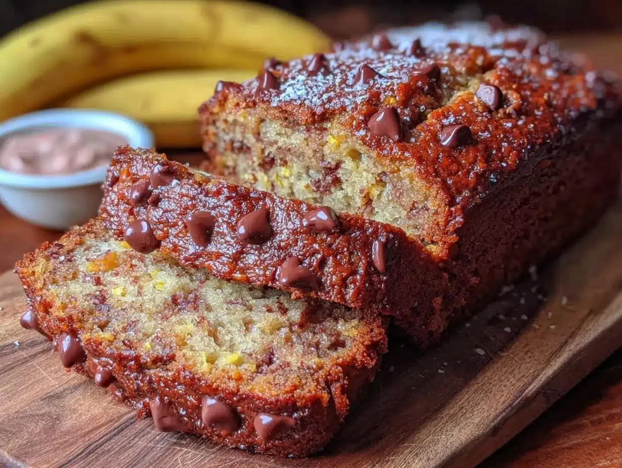 moist homemade chocolate chip sourdough banana bread preparation steps