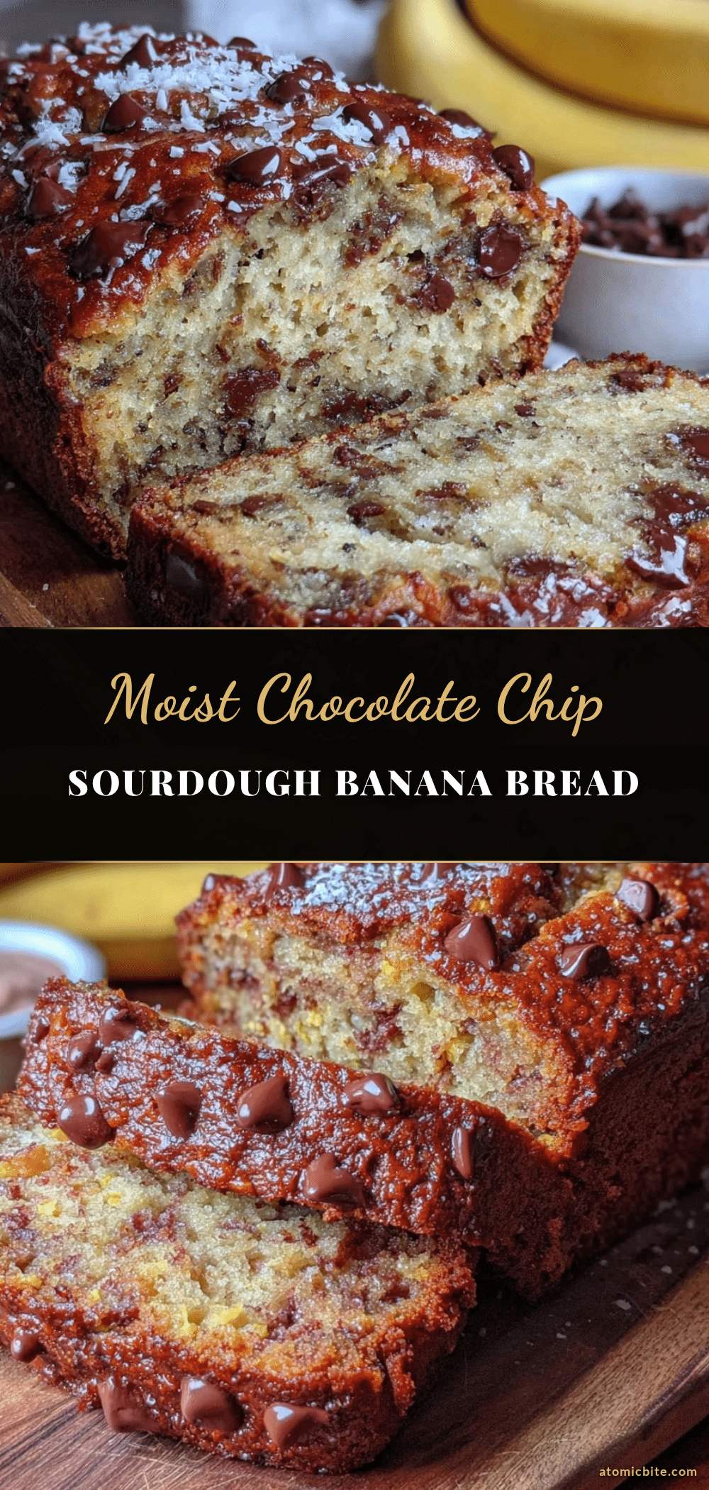 moist homemade chocolate chip sourdough banana bread recipe