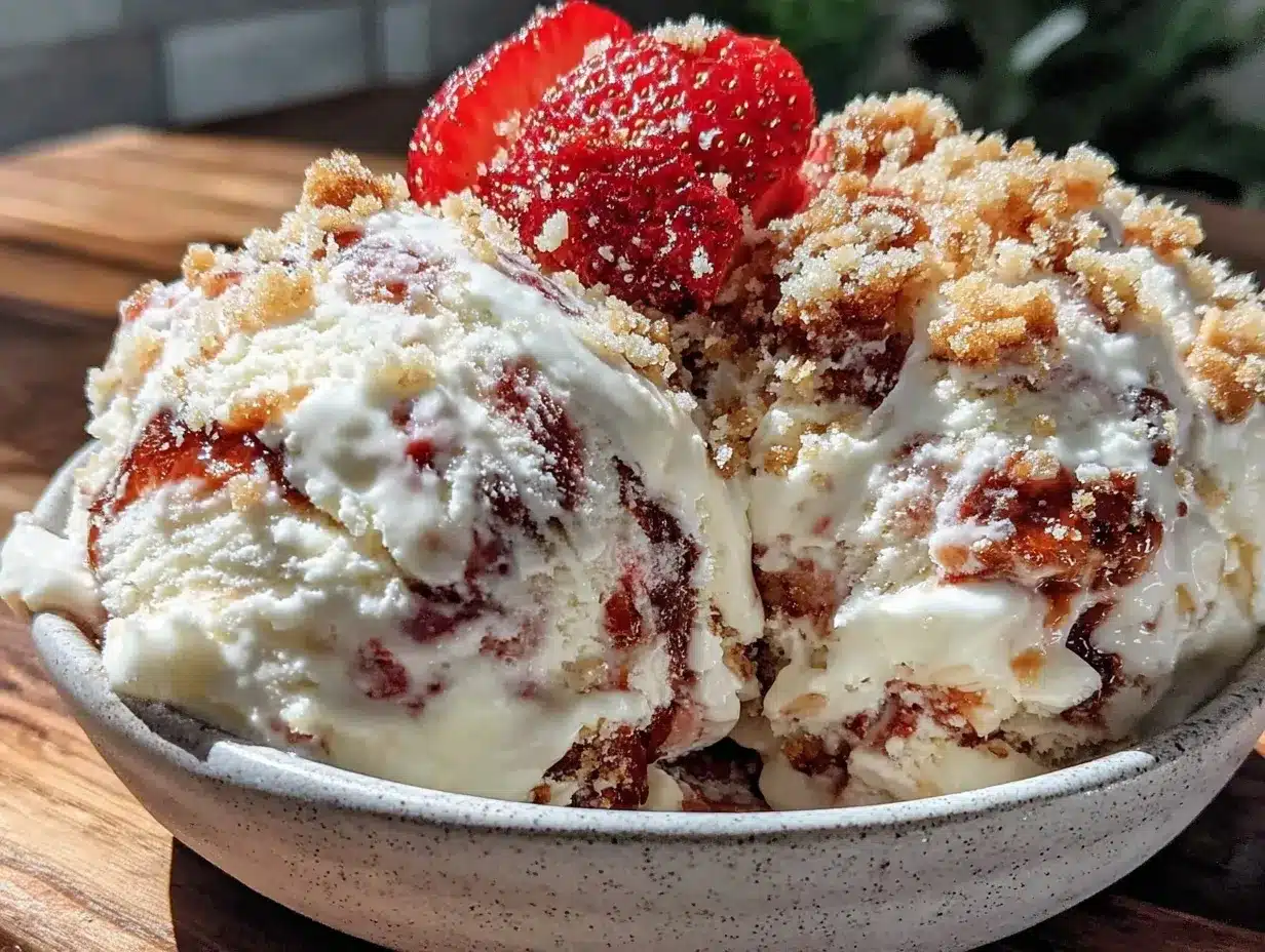 no-churn strawberry cheesecake ice cream preparation steps