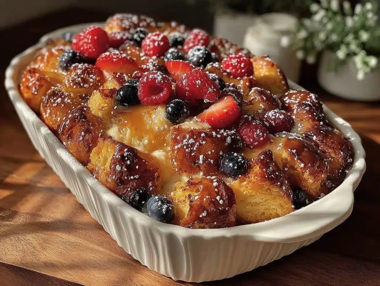overnight french toast casserole with berries preparation steps