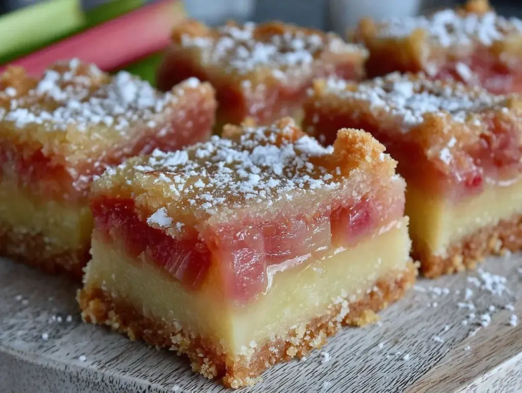 rhubarb custard bars - featured image