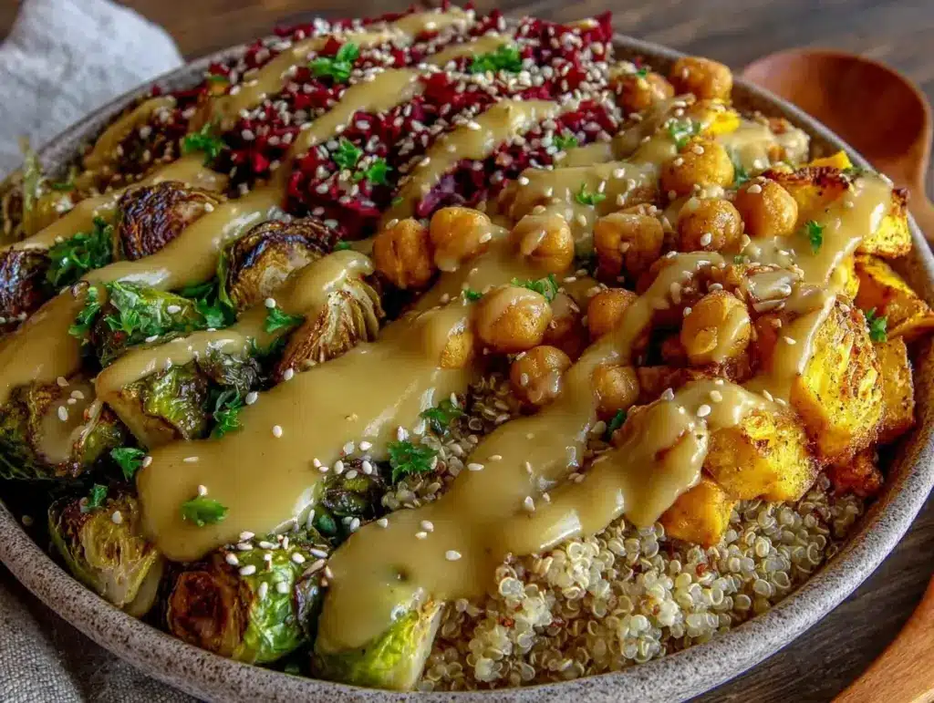 roasted veggie chickpea bowls - featured image