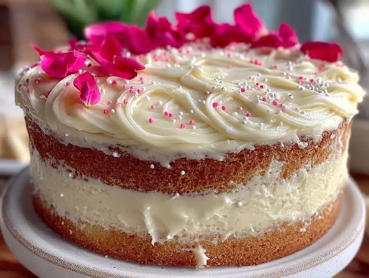 rose petal vanilla bean layer cake preparation steps