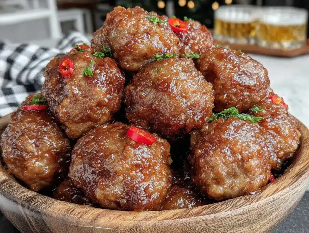 savory bourbon meatballs - featured image