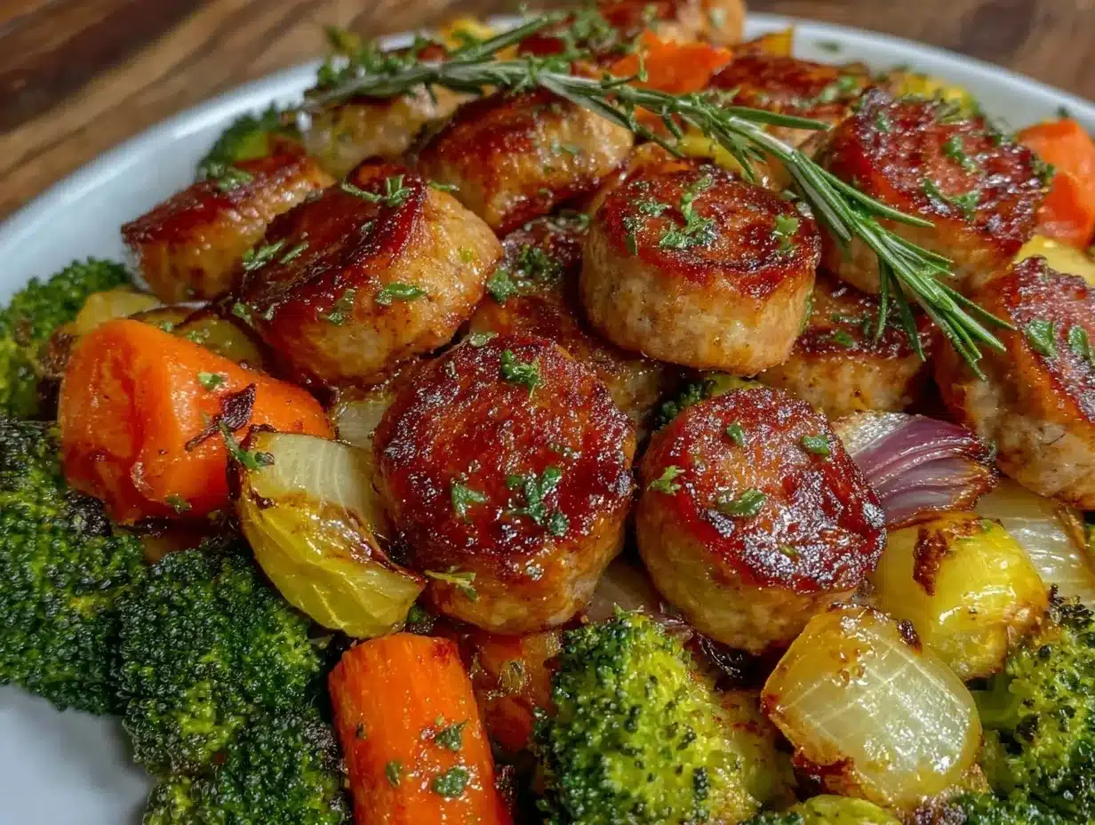 sheet pan sausage and vegetable bake preparation steps