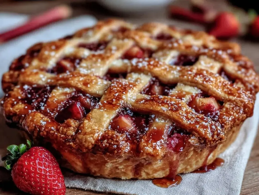 strawberry rhubarb pie - featured image
