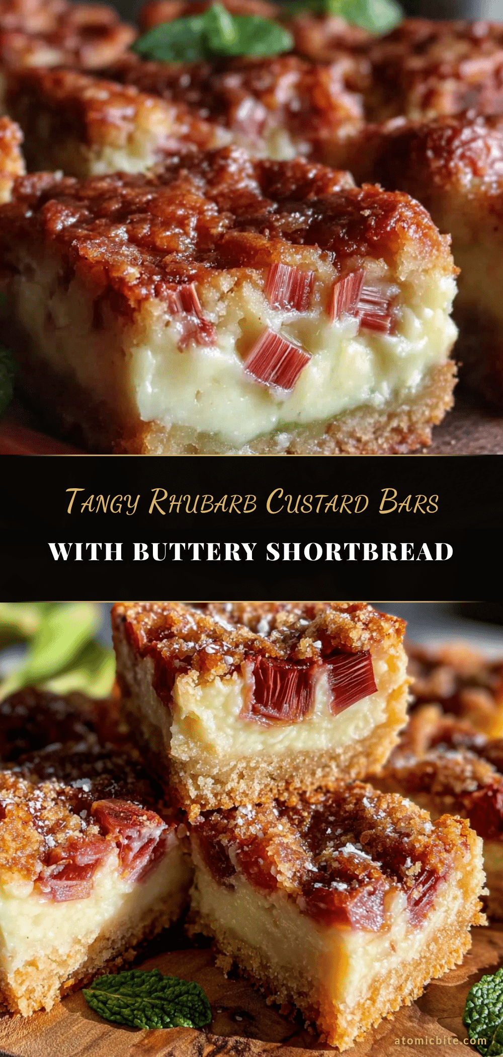 tangy rhubarb custard bars recipe
