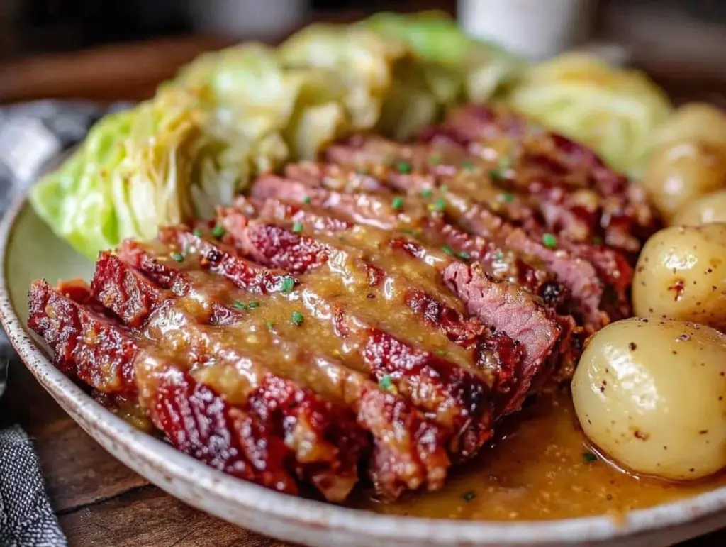 tender corned beef and cabbage slow cooker recipe - featured image