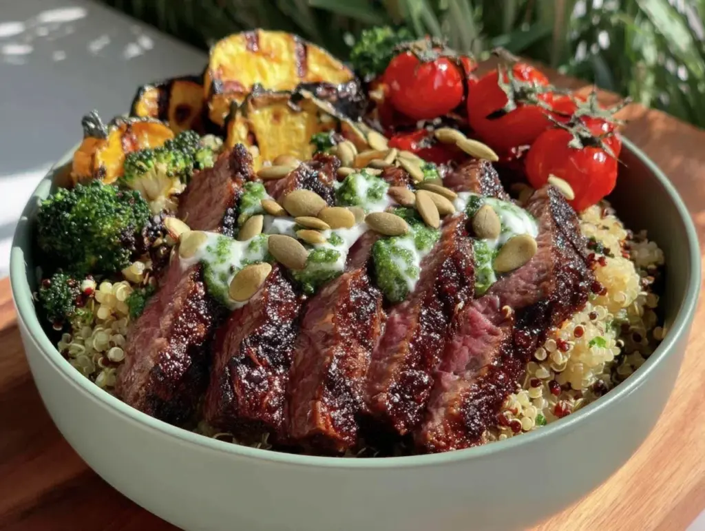 wholesome steak quinoa bowl - featured image