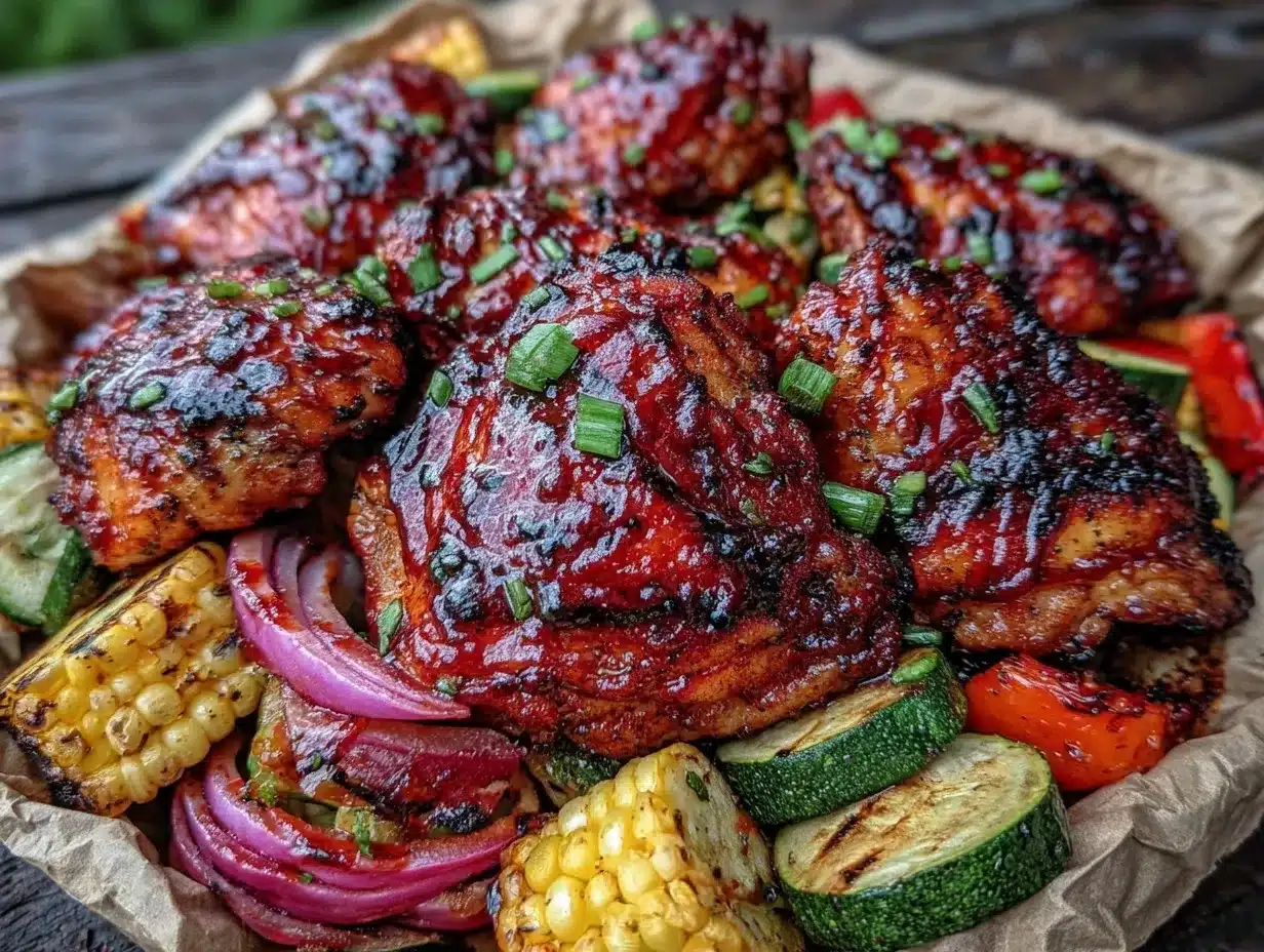 BBQ chicken and veggie grill packs preparation steps