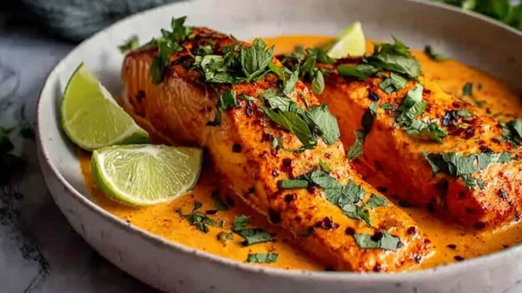 creamy harissa salmon - featured image