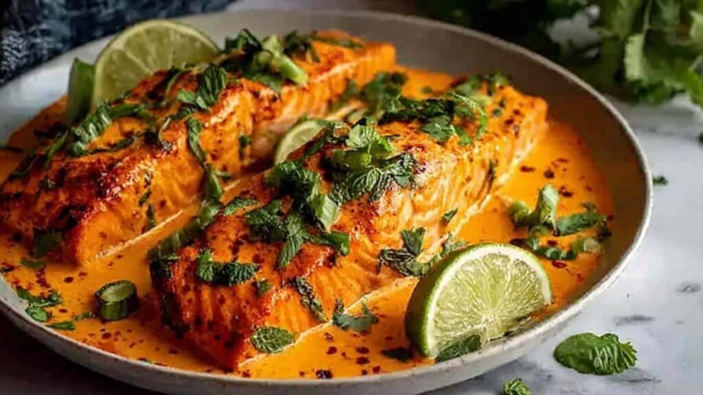 creamy harissa salmon preparation steps
