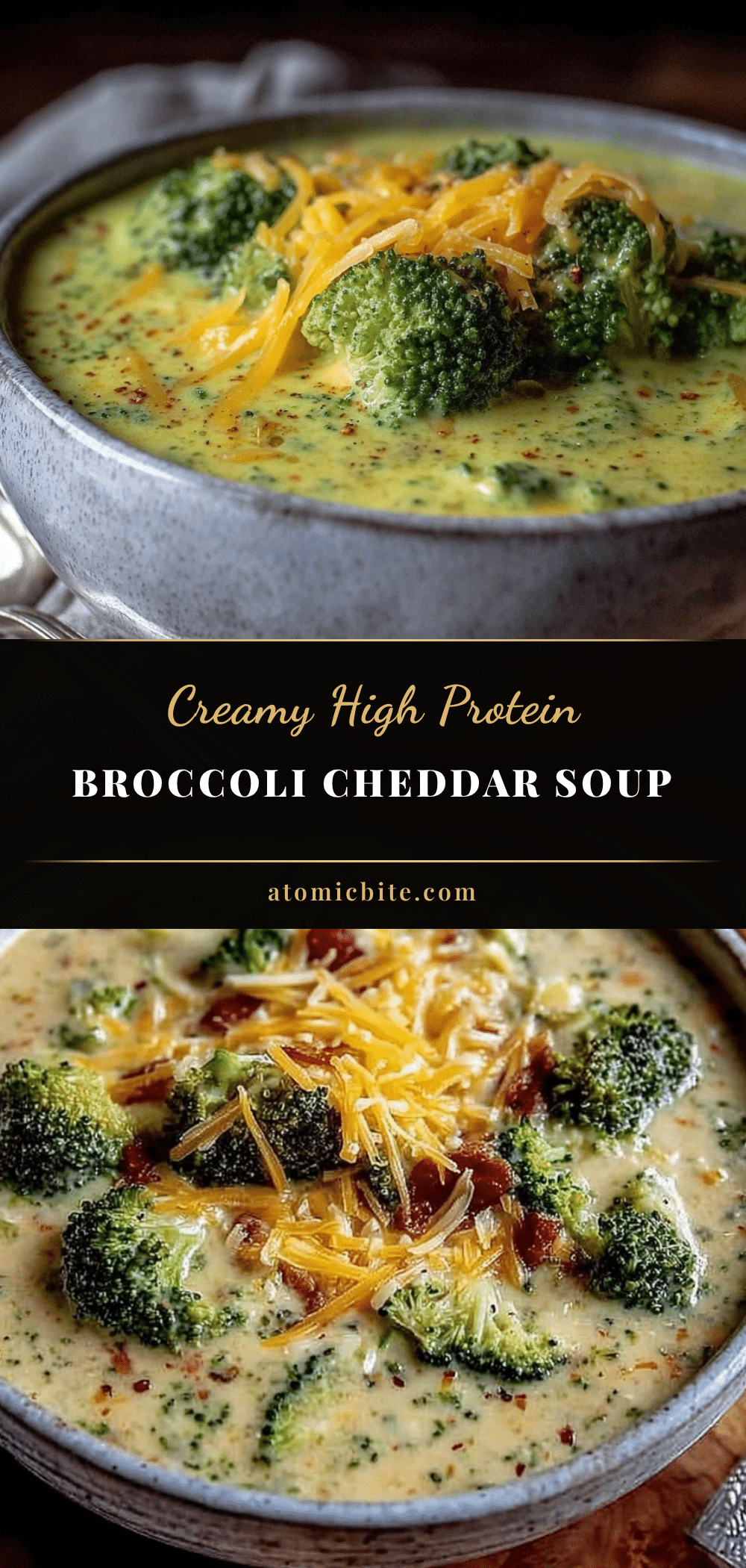 creamy high protein broccoli cheddar soup recipe