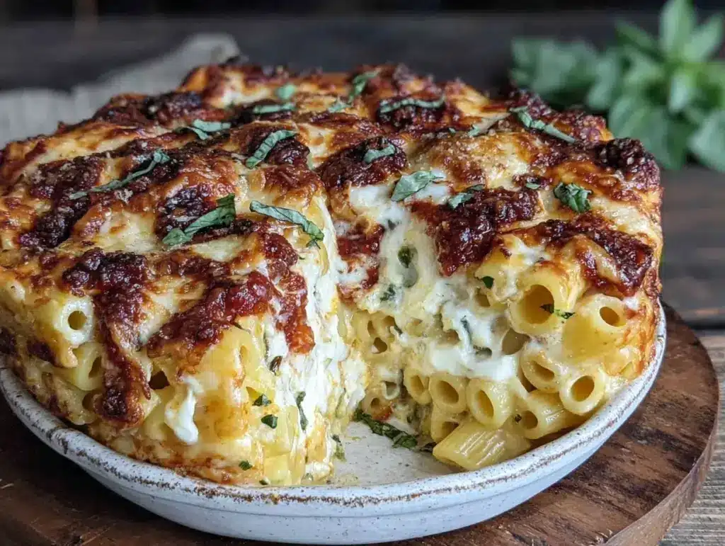 creamy high protein cottage cheese baked ziti - featured image