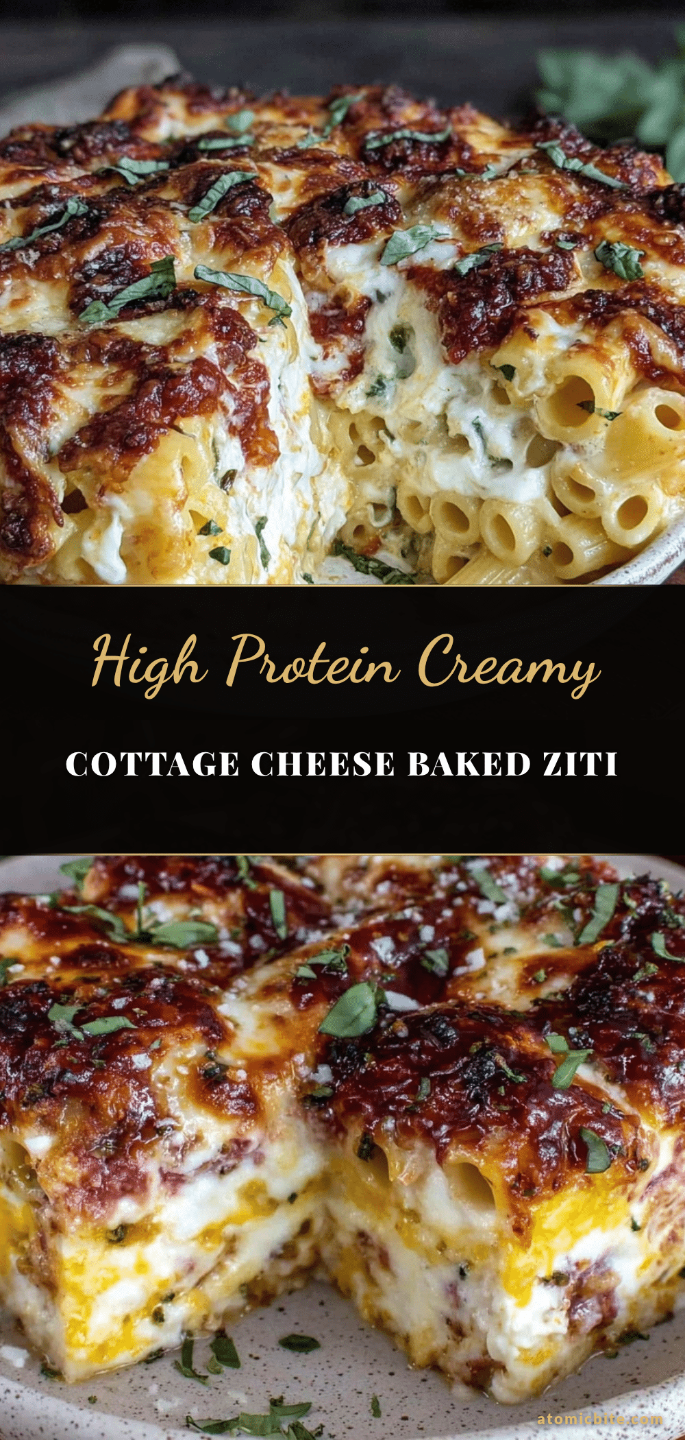 creamy high protein cottage cheese baked ziti recipe