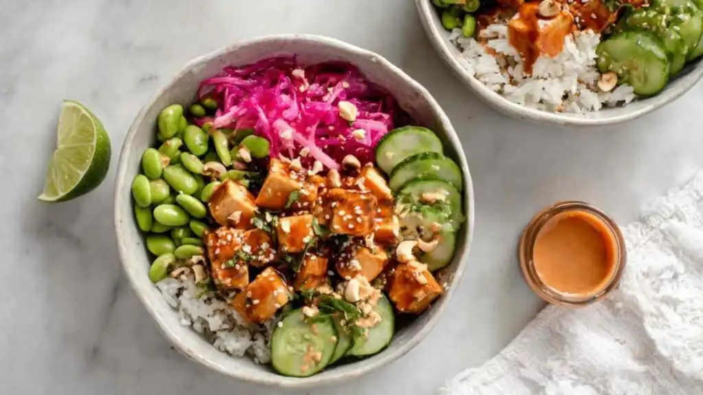 creamy peanut tofu bowls preparation steps